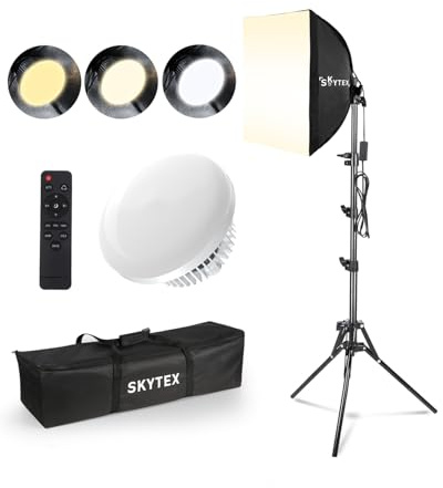 Skytex Softbox Lighting Kit 16x16in Soft Box 1Pack Upgrade 135W 2700-6400K 100V-240V E27 LEDBulb Continuous Photography Lighting,Photo Studio Light Equipment for Camera Shooting Video Recording