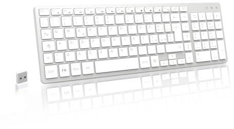 LeadsaiL Tastiera Wireless Silenziosa, Layout Italiano QWERTY, Tastiera Ergonomica Senza Fili con Tastierino Numerico, Ultra Sottile, Ricevitore USB 2.4GHz per PC Laptop Mac Windows