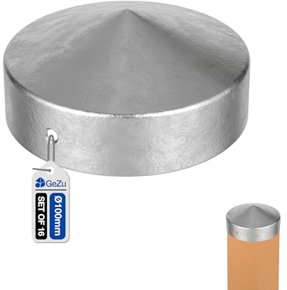 GeZu Impex Chapeau Poteau Pyramidale Rond 100 mm Zingué à Chaud Lot de 16 Capuchon Protection Pour Poteau Couvercle en Forme De Pyramide Pour Poteau De Clôture en Bois