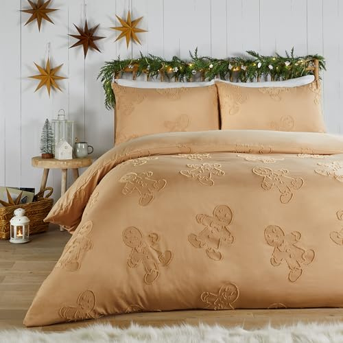furn. Duvet Day Gingerbread Duvet Cover Set (Ginger - Super King) | Ultra Soft Tufted Cosy Winter Biscuit Easycare Bedding