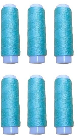 6 rotoli di filo da cucito in poliestere da 130 m, verde menta, per macchina da cucire multiuso e ricamo a mano