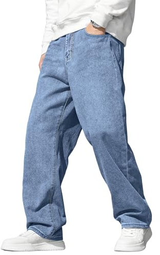 JMIERR Men's Jeans Baggy Wide Leg Jeans Skater Hip Hop Denim Pants Y2K Vintage Loose Fit Streetwear