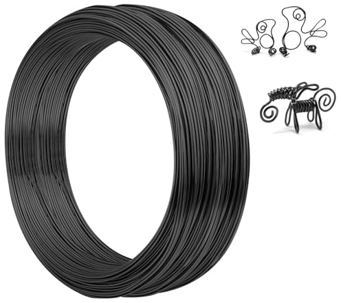 AUAUY 18 Gauge Aluminum Craft Wire, 1mm 165 Feet-Black | Aluminum Wire for Crafts, Crafting Metal Wire for Jewelry Making, Wreath Making, Sculpting, Modelling