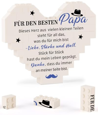 TheGiffter Papa Geschenk, Würfelherz-Deko Geschenke für Papa Geburtstag | Geburtstagsgeschenk für Vater von Kindern, Bester Vater Geschenke von Tochter Sohn zum Weihnachten Thanksgiving Vatertag