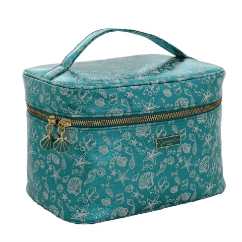 Camomilla Milano Beauty Case Donna, Similpelle, Collezione Shell Shine, Misura M, Colore Turchese