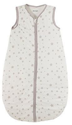 Silentnight Safe Nights Baby Sleeping Bag 2.5 Tog – Swaddle Wearable Blanket Sleeveless for 6-18 Months Breathable Soft Touch Cotton Jersey – 6-18 Months – Grey Stars
