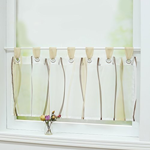 Joyswahl Scheibengardine Voile Bistrogardinen mit Schlaufen Leonie Kurzstore HxB 60x140cm Sand 1er Pack