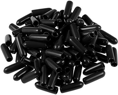 sourcing map 100 Stück Gummi Endkappen 3mm Innendurchm. Gummikappen Runde Schutzkappen Gummi Abdeckung Stopfen Möbelgleiter Bolzen Gewindeschutz für Schrauben Rohr Stuhlbeine, Schwarz