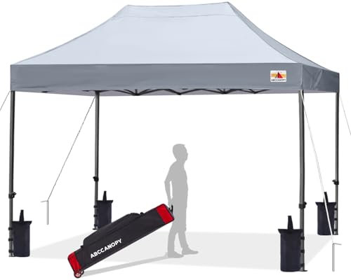 ABCCANOPY 3x4.5M Fully Waterproof Pop Up Gazebo With Upgraded Roller Bag, 4 Weight Bags, Stakes and Ropes (Gray)