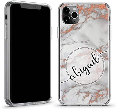 TULLUN Personalisierte Handyhülle für iPhone 5 / 5s / SE 2016 - Brauch Roségold Marmor ET Durchsichtige Hybrid TPU Bumper & Hart Rückschale Schutzhülle Handy Hülle Case - Diagonale Name