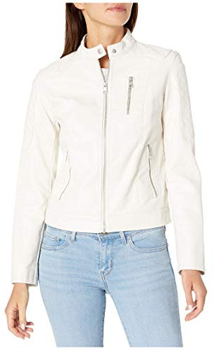 Levi's Damen Motocross-Jacke aus Kunstleder (Standard und Plus) Kunstlederjacke, grau, Large