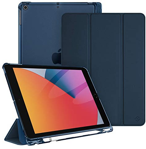 Fintie Hülle für iPad 9. Generation 2021/8. Gen 2020/7. Gen 2019 10.2 Zoll mit Stifthalter, ultradünne leichte Schutzhülle mit transparenter Rückseite und Auto Schlaf/Wach Funktion, Marineblau