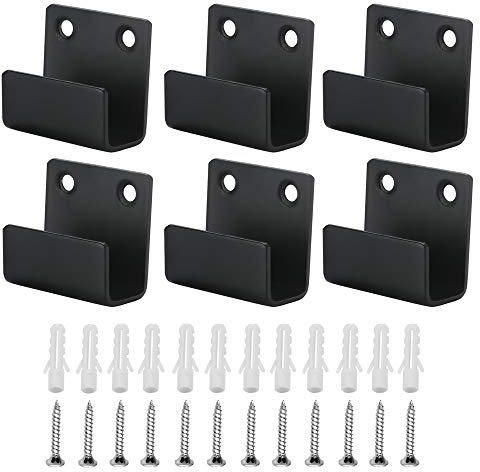 JUN-H 6 pièces crochets robustes carreaux de acier inoxydable crochets muraux support de dispositif en métal support d'angle en U pour garage de salle de bain et de cuisine (noir)