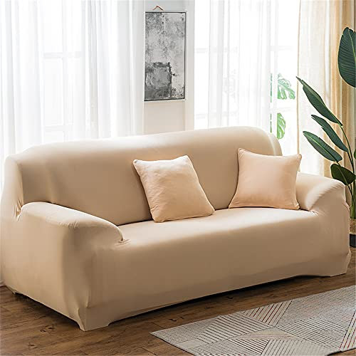 Surwin Sofabezug Sofa Überwürfe 1 2 3 4 Sitzer, Muster Elastische Universal Sofahusse Sofa Abdeckung Stretch Schonbezug Couchbezug für Armlehnen Sofa (Creme Farben,3 Sitzer (190-230cm))