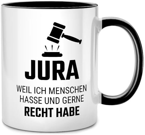 Seness Jura weil ich Menschen hasse Tasse mit Spruch, Anwalt Geschenk, Jura Studium, lustige Juristen Geschenke für Anwälte, Lawyer, Jurastudenten, Abschiedsgeschenk Kollegen, Kaffeetasse Juristin