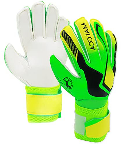 Herbst Torwarthandschuhe Kinder, Haltbare Torwarthandschuhe mit Fingersave rutschfest Fußballhandschuhe - Keeper Handschuhe mit Extra Starkem Grip Torwarthandschuhe Kinder Größe 5 (Grün)