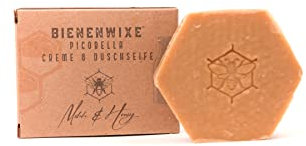 Bienenwixe Picobella Creme- & Duschseife Milch & Honig I Natürliche Seife mit Bienenwachs aus ökologischem Anbau, Pflegende Duschseife aus Oliven- und Kokosöl