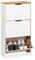 IDIMEX Schuhschrank Basil, schöner Schuhkipper mit 3 Klappen, praktische Schuhkommode aus Kiefer in weiß/braun