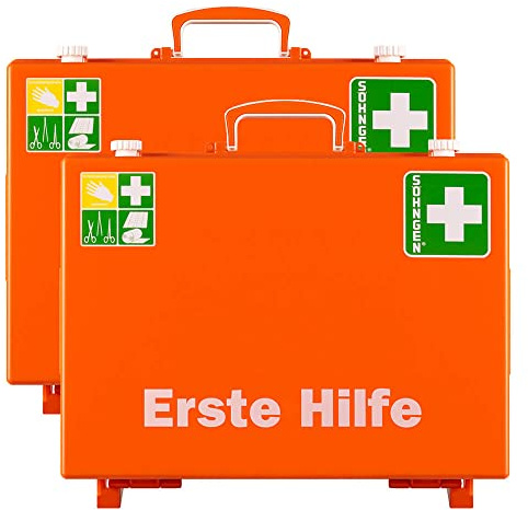 SÖHNGEN BIGPACK 2 x Erste-Hilfe-Koffer MT, mit Wandhalterung, orange, DIN 13169 aus Kunststoff, Art.-Nr. 301155 | Verbandskasten | Notfallkoffer | Erste Hilfe Kasten