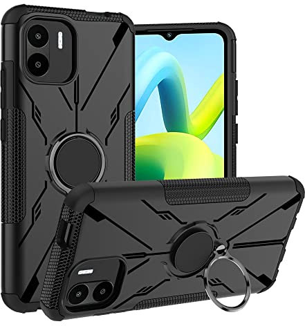 LiuShan Coque pour Xiaomi Redmi A1,Antichoc Housse Protection Etui ave Anneau Rotation de 360 °Degres TPU Bumper Armor Protection Case pour Xiaomi Redmi A1 Smartphone,Noir