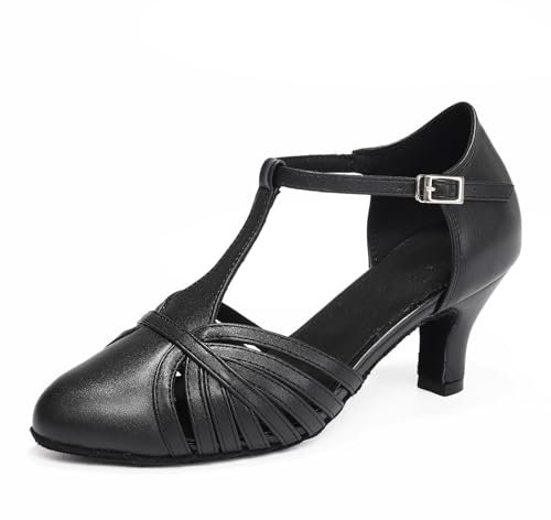 RUYBOZRY Latein Tanzschuhe Damen Glitzernde Geschlossene Zehenschuhe Lateinische Tanzschuhe Salsa,YCL259-6,Schwarz,EU 38