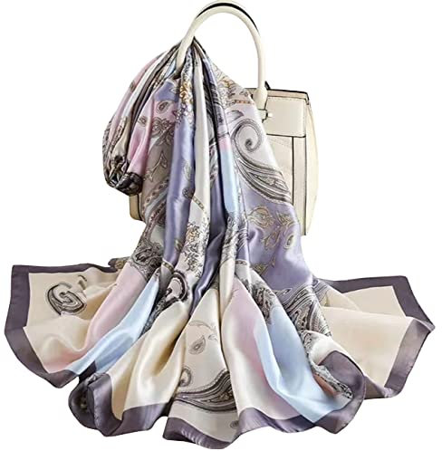 prinfantasy Seidenschals Damen 100% Seide Leicht Seidentuch Silk Schal Halstuch Tuch Geschenk Frauen M180038
