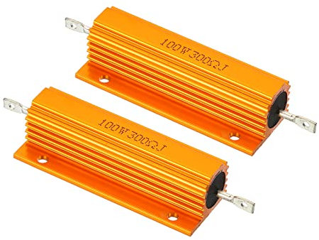 PATIKIL 2 Stück 100W 300 Ohm Aluminium Hülle Widerstand Gehäuse Draht Widerstände Schraube Tap Leistungswiderstand Goldton