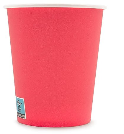 WELLSACUP 1000 Stück Pappbecher 180 ml, Rot, geeignet für Heiß- und Kaltgetränke, Coffee to Go, Business, Party, Weihnachten