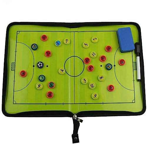 Pizarra Futbol Entrenador Plegable Pizarra Entrenador de Futbol Sala con Bolsa con Cremallera, Tabla de Deporte con Borrado en Seco, Rotulador e Imanes
