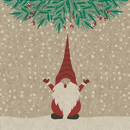 25 kleine Cocktail-Servietten aus Recycling-Papier Weihnachten Fröhliche Weihnachtswichtel als Tischdeko. Papierservietten mit Motiv. Auch für Decoupage und Serviettentechnik 25x25cm