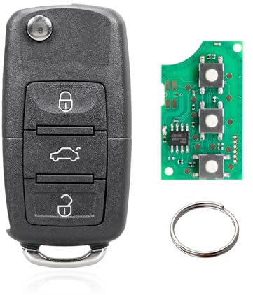 3 Tasten Klapp Schlüssel Fernbedienung für Volkswagen Golf Polo Passat Seat Skoda (433MHz ID48 Chip 1K0959753G) (1K0959753G)