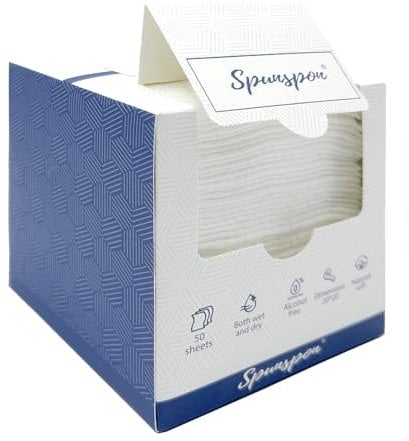 Spunspon Disposable Face Towel, Lint-Free Biodegradable Clean Towels, Makeup Removing Wipes, Super Soft & Thick for Sensitive Skin, 8-Inch X 8-Inch Extra Large Size, 50 Count/1 - Pack