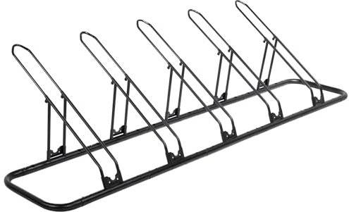 CyclingDeal Bicycle Floor Parking Rack Stand - for Mountain MTB Road Bike - Indoor Home Garage Storage - Adjustable 5 Bikes