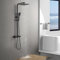 ROVOGO Black Thermostatic Shower Mixer Set Height Adjustable, 30 x 30 cm Square Rainfall Shower Head Stainless Steel, ABS Handheld Shower with Adjustable Holder, Twin Head Shower System for Bathroom