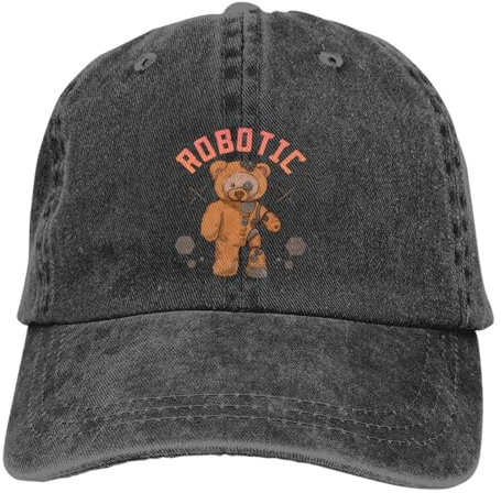 TeysHa Baseballmütze Snapback Sonnenhut Teddy-Roboter mehrfarbige Mütze Schirmmütze für Damen halber Roboter-Teddybär personalisierte Visierschutzhüte Männer und Frauen
