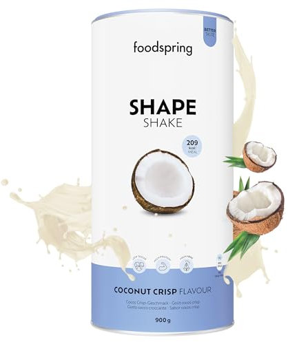 foodspring Shape Shake Cocos Crisp – Vollwertiger Mahlzeitenersatz-Shake zur Gewichtskontrolle mit Premium Protein, 209 kcal pro Portion, Glutenfrei - 900g