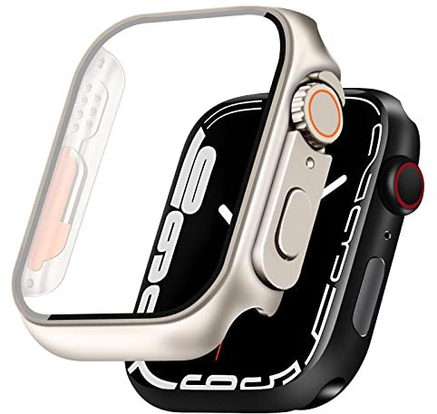 BELIYO schutzhülle Kompatibel mit Apple Watch Ultra/SE2/SE/9/8/7/6/5/4,Das Aussehen Wird Ultra Armbanduhr, Rundum Displayschutz Ultradünne für Apple Watch 9/8/7 45mm schutzhülle(45mm,Titanfarbe)