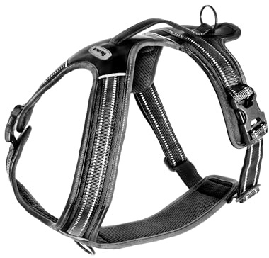 Record Hundegeschirr Action Alpi Geflochtenes Nylon mit 3M ScotchLite-Reflexbändern | Farbe Schwarz, Größe S, Umfang 48-57 cm