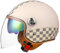 Motorrad 3/4 Helm Männer Frauen Retro Open Face Halbhelm Leder Vintage Klassische Erwachsene Jet Helm für Roller Cruiser Moped DOT/ECE Genehmigt,Beige Grid,L