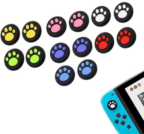 Joystick Thumbstick Grips,Tapas de Tapa de Palanca de Mando,Tapa de Silicona de Agarre,Cubierta Protectora de Apretones de Pulgar de Silicona,Gomas de Joystick para PS5/PS4,14 Piezas (7 Pares)