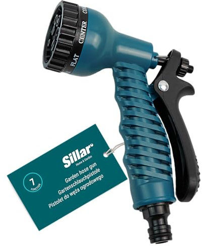 Sillar Pistolet d'arrosage de Jardin, Douchette de Jardin, Buse d'arrosage pour Gazon | 7 Douchette de Jardin Réglable, Débit d'eau Réglable | pour Irriguer les plants, le Lavage des Voitures