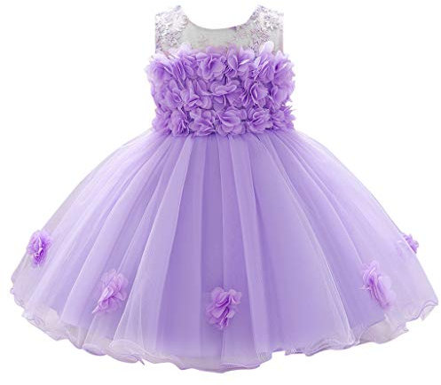 Vestito per Bambina Tulle Senza Maniche Estivo Abiti Casual per Bambini Vestito Battesimo Bimba Abiti Arcobaleno Abiti da Spiaggia per Matrimonio Festa di Compleanno (Purple, 4-5 Years)