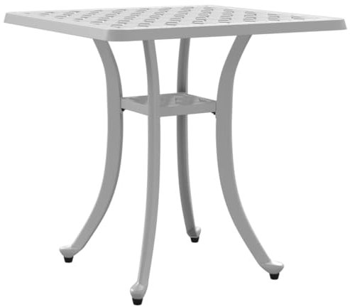 vidaXL Gartentisch, Beistelltisch für Indoor Outdoor, Terrassentisch Quadratisch, Gartenmöbel Tisch Couchtisch, Weiß 53x53x53cm Aluminiumguss