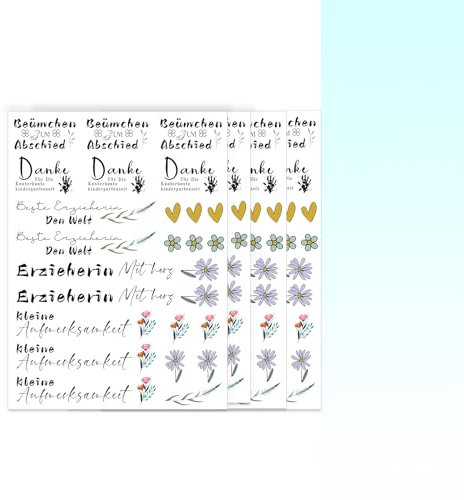 Bolosa® 4 Stück Kerzentattoos, Erzieherin Geschenk, Wasserschiebefolie, Danke Erzieherin Abschied, Kerzentattoo, Dankeschön Geschenke für Erzieherin, Kerzen Tattoo, A5 19x14cm, Dankeschön Erzieherin 1