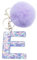 Xsclpomddy Mädchen Alphabet Buchstaben Schlüsselanhänger Niedlich Schlüsselanhänger Glitzer mit Pom Pom Quasten Harz Keychain Violett für Tasche Charme,E