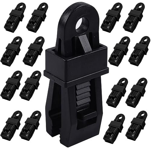PGKDYC 25PCS Heavy Duty Tarpaulin Clips & Tarp Clamps – Reusable Tarp Clips, Durable Plastic Windproof Clips for Canopy, Camping Tents, Boat Covers & Outdoor Awning (Black)
