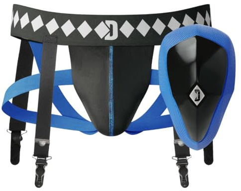 Diamond MMA 3-in-1 Hockey Garter Belt System - Complete with Athletic Cup, Garter, and Jock - Shift-Proof Groin Protection for Hockey Players & Goalies (Large)
