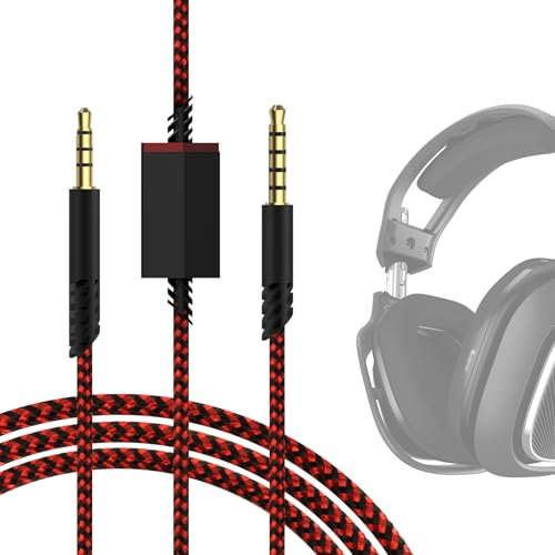 GEEKRIA Gaming-Audiokabel, kompatibel mit Astro A40 tr, A40, A30, A10 Gen 2, A10Gaming, geflochtenes Nylon-Headset-Kabel, 3,5-mm-Hilfs-Ersatz-Stereokabel mit Stummschaltung (6 ft/2 m), Rot