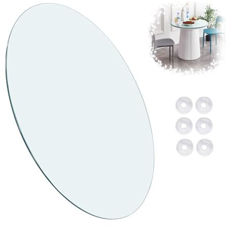 IMUNKT Rund Gehärtetem Glas Tischplatte Glasplatte Runde Esstisch Glasplatte, 55cm 60cm 70cm 90cm 100cm, Glasscheibe Transparent, Kratzfest(Ø70cm/28in)