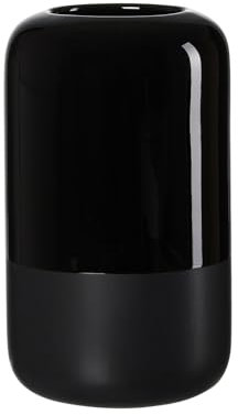 Ritzenhoff & Breker Dome Vase, 25 cm, Dekovase für Tisch, Sideboard & Fensterbank, Glänzend & Seidenmatt, Zylindrische Form, Keramik, Schwarz